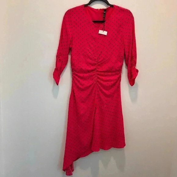 Zara‎ Pink Polka Dot Asymmetrical Dress size M - Picture 4 of 11
